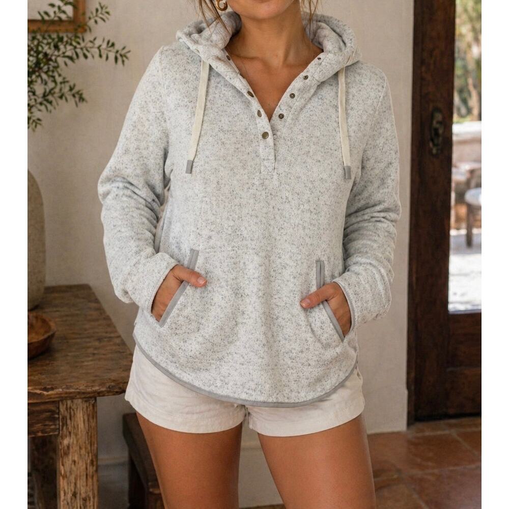 Thread & Supply Heather Gray Snap Button Pullover Hoodie XL
